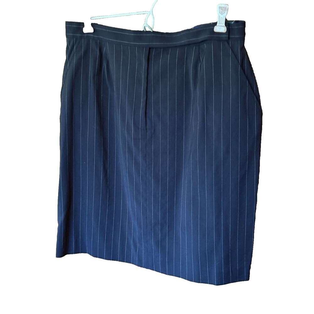 New  Vintage Tommy Hilfiger Navy Blue Pinstripe Wool Blend Pencil Skirt Sz 14.